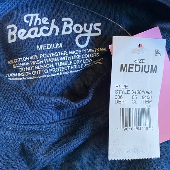 NEW THE BEACH BOYS Tie Dye Crew Neck Graphic Sweatshirt Size M Blue Loungewear - Picture 3 of 3